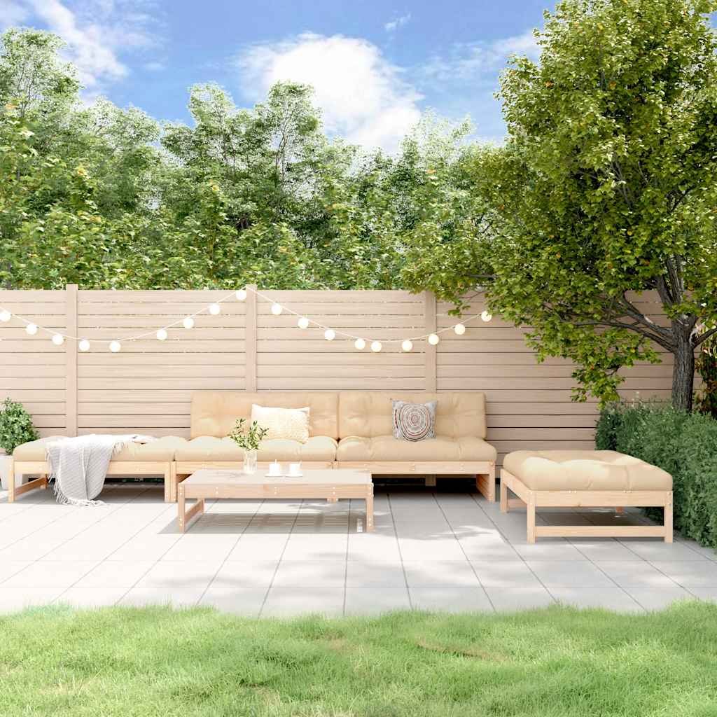 5 Piece Garden Lounge Set with Cushions Solid Wood