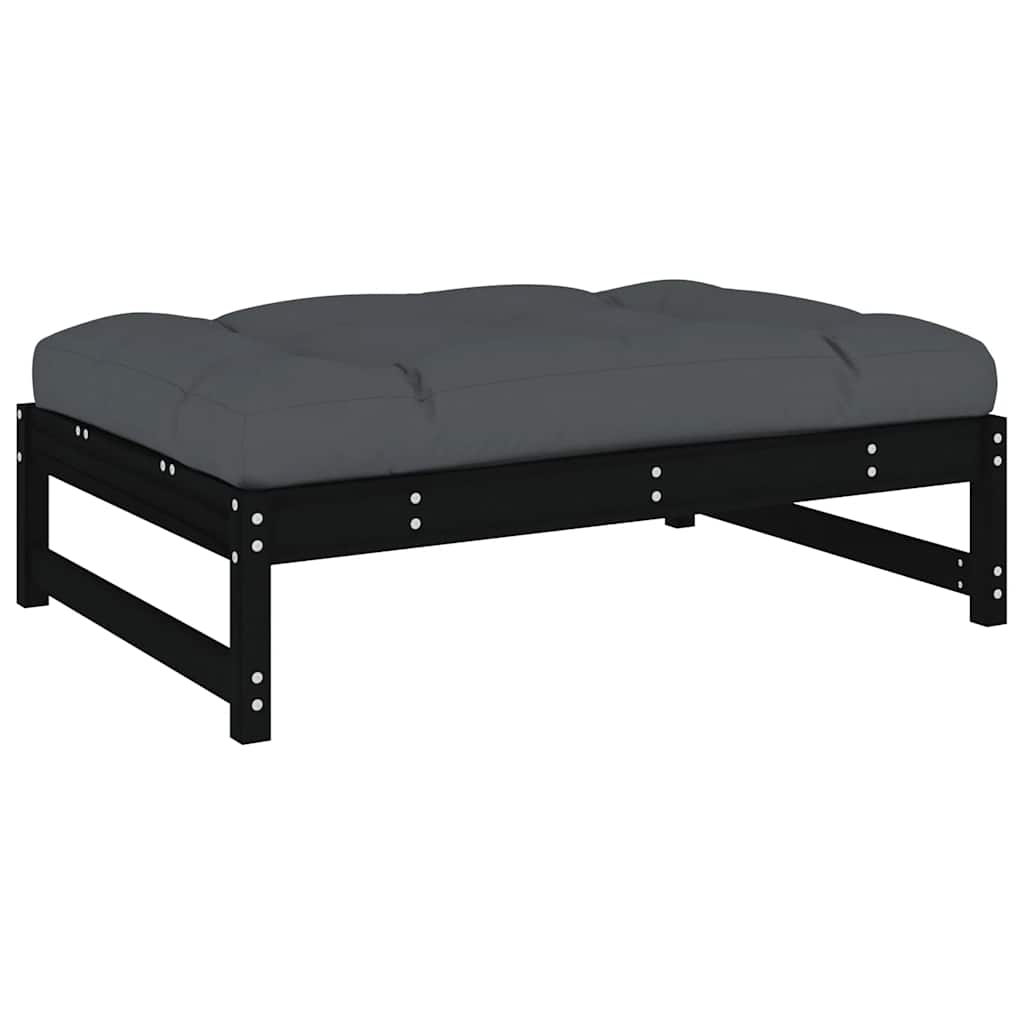 6 Piece Garden Lounge Set with Cushions Black Solid Wood