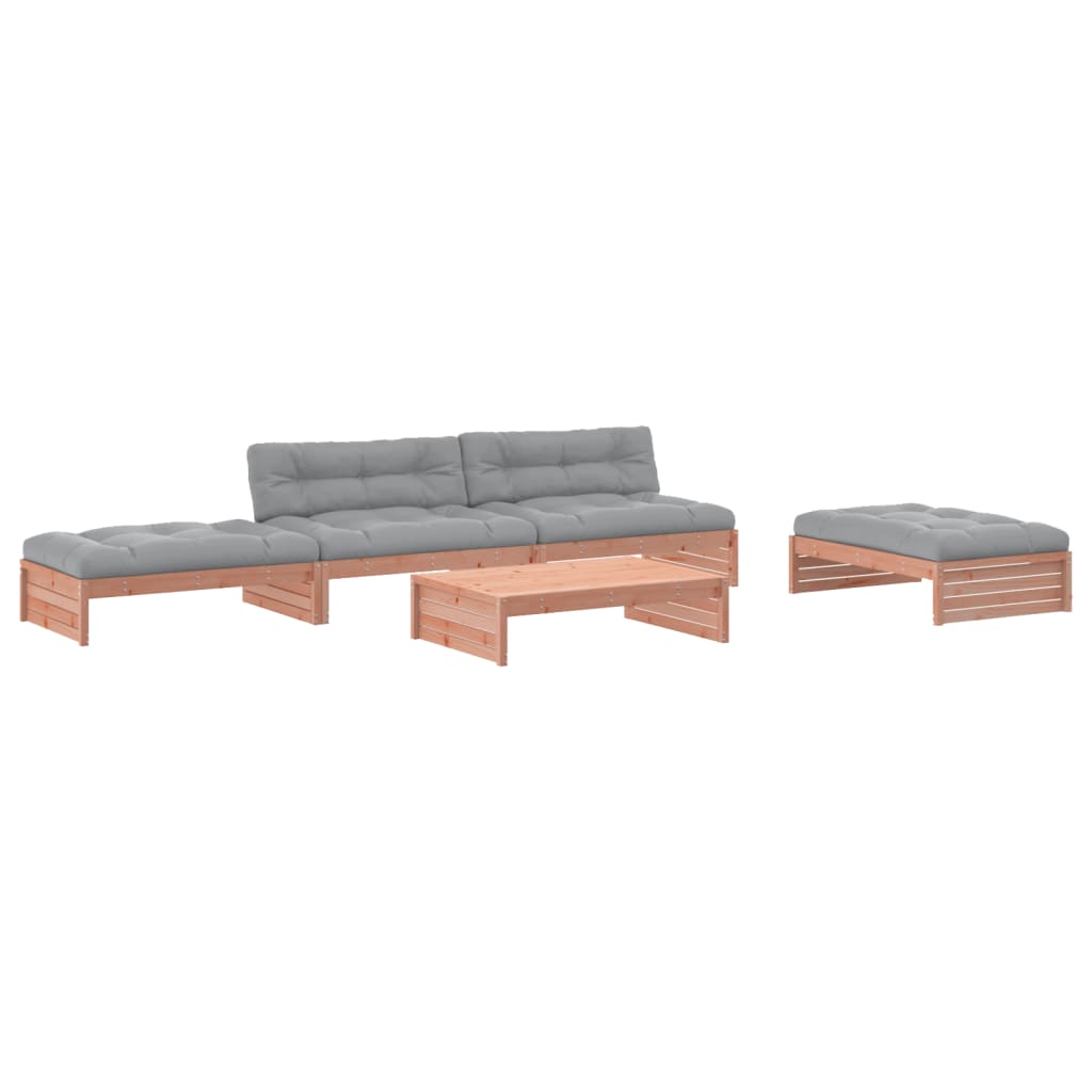 5 Piece Garden Lounge Set with Cushions Solid Wood Douglas