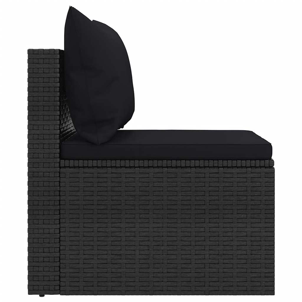 4 Piece Garden Sofa Set with Cushions Black Poly Rattan