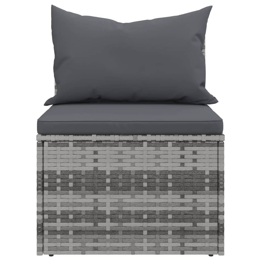 4 Piece Garden Sofa Set with Cushions Grey Poly Rattan