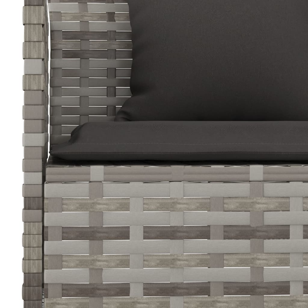 6 Piece Garden Dining Set with Cushions Grey Poly Rattan
