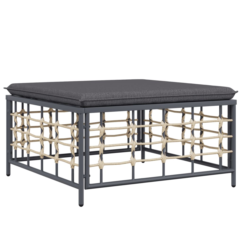 9 Piece Garden Lounge Set with Cushions Anthracite Poly Rattan