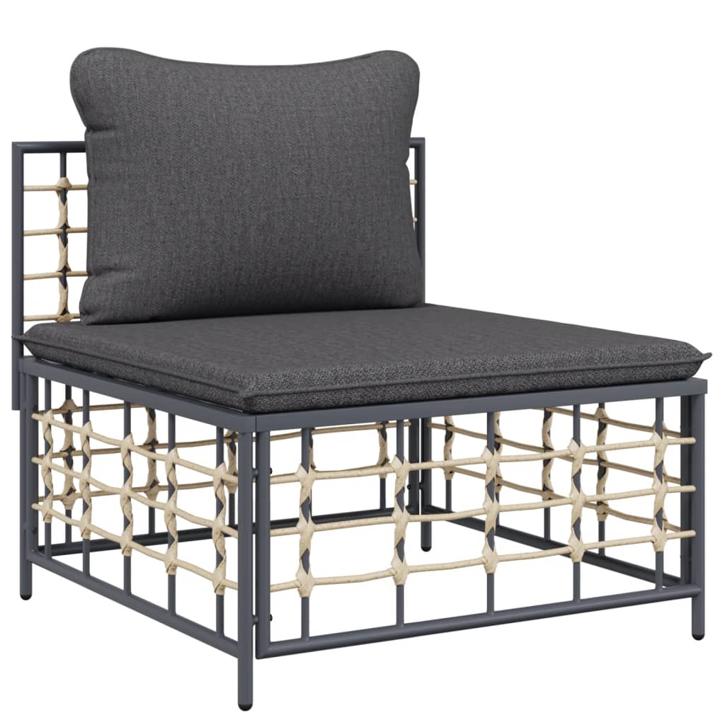 9 Piece Garden Lounge Set with Cushions Anthracite Poly Rattan