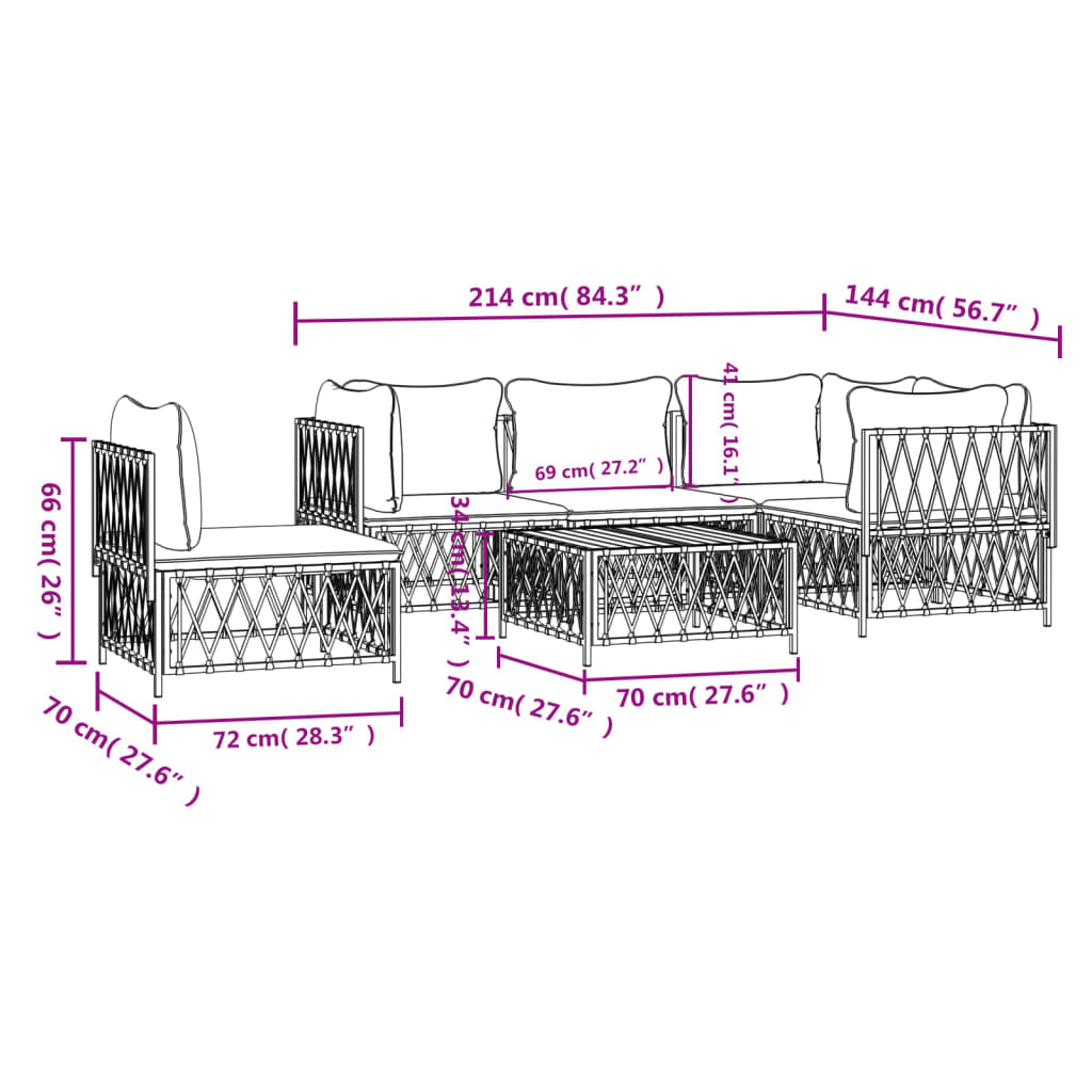 6 Piece Garden Lounge Set with Cushions Anthracite Steel