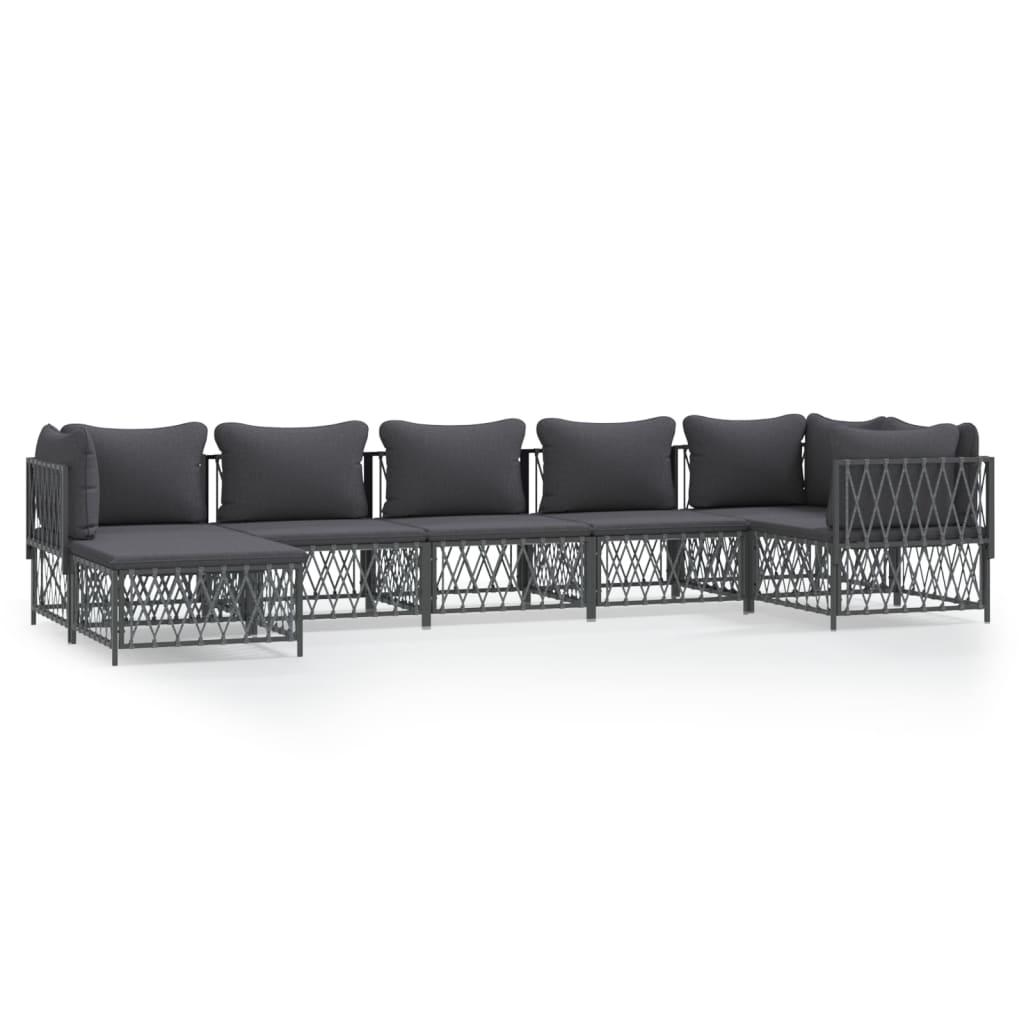 7 Piece Garden Lounge Set with Cushions Anthracite Steel