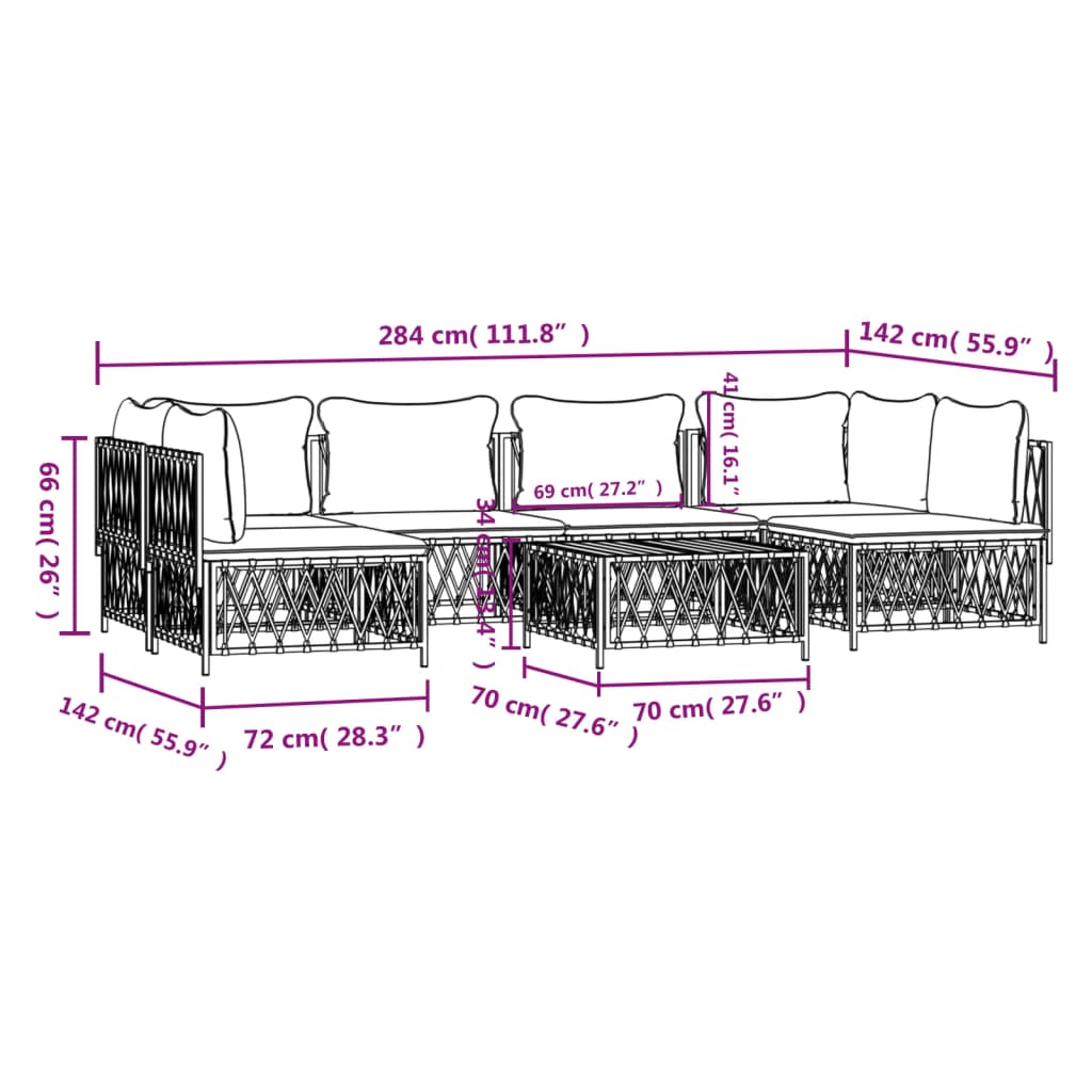 7 Piece Garden Lounge Set with Cushions Anthracite Steel