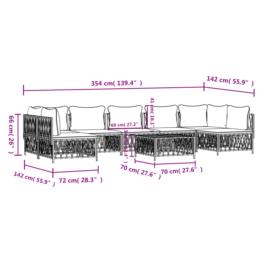 8 Piece Garden Lounge Set with Cushions Anthracite Steel