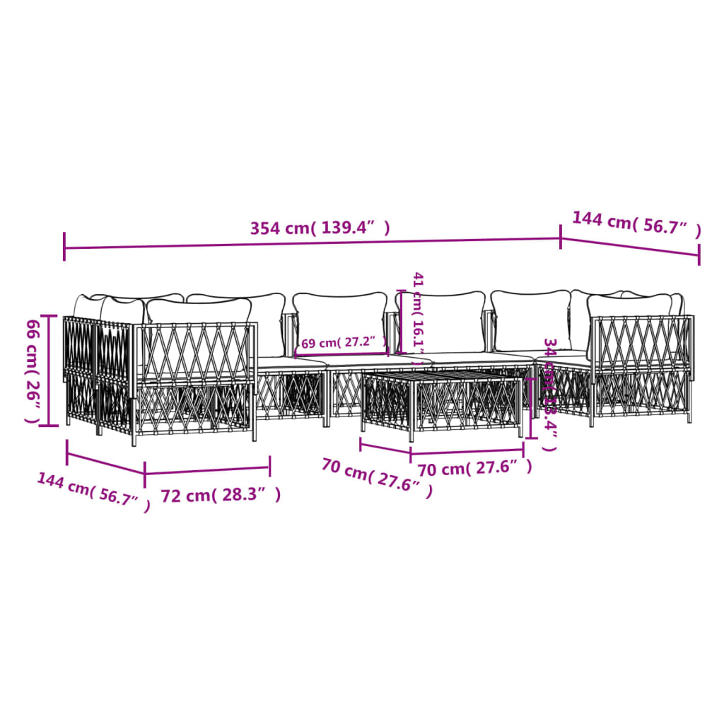 8 Piece Garden Lounge Set with Cushions Anthracite Steel