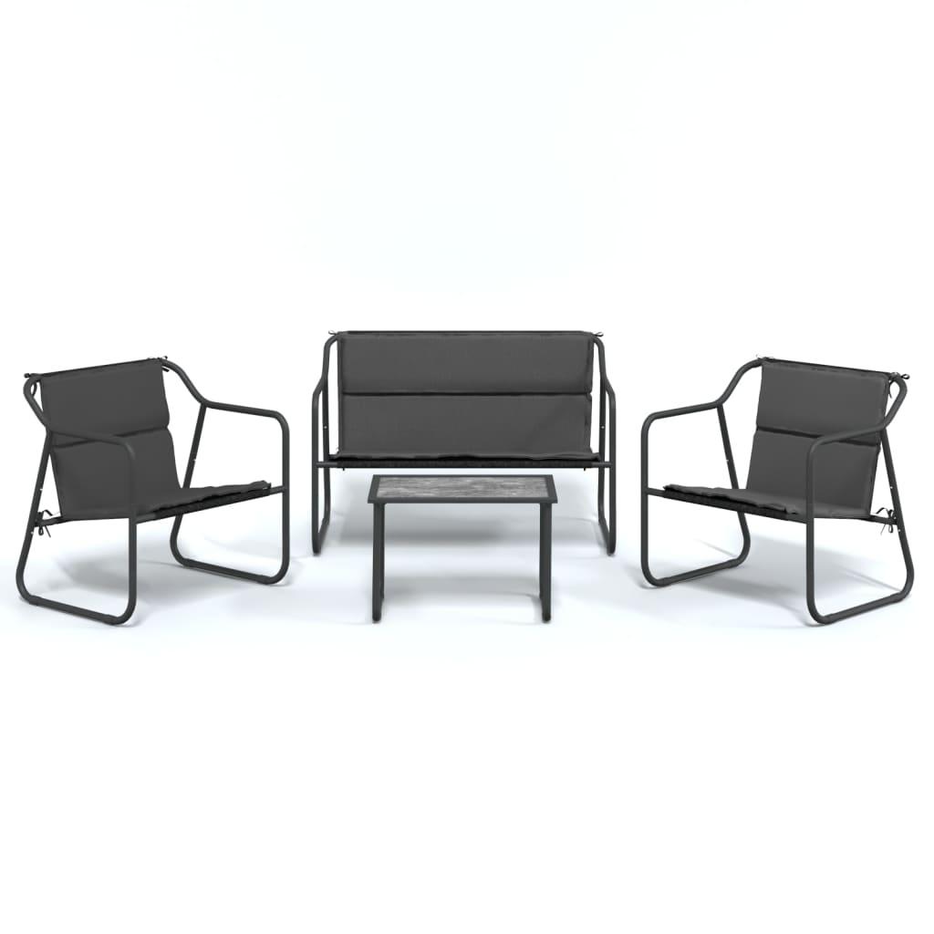 4 Piece Garden Lounge Set with Cushions Anthracite Steel