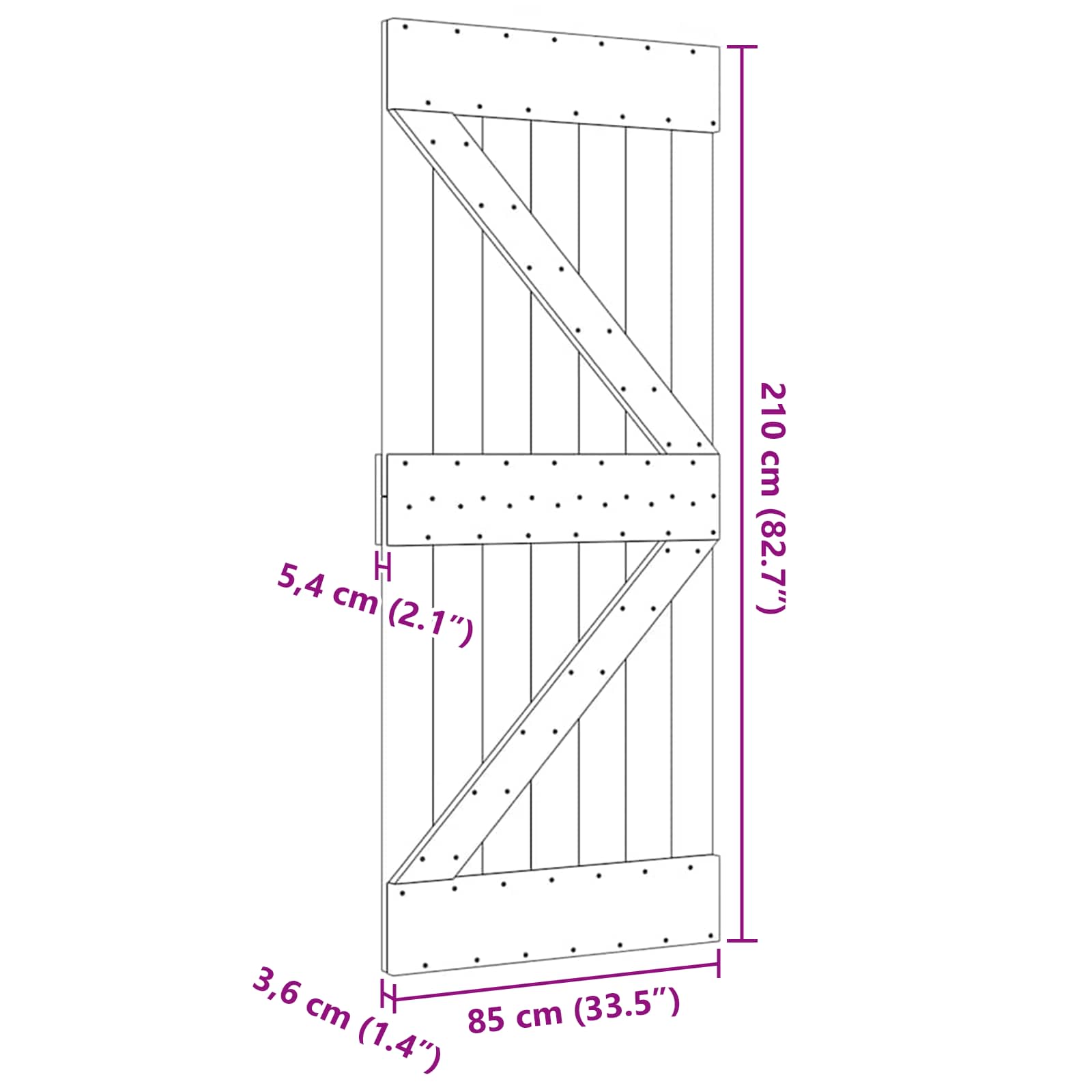 Door NARVIK Natural 85 x 210 cm Solid Pine Wood