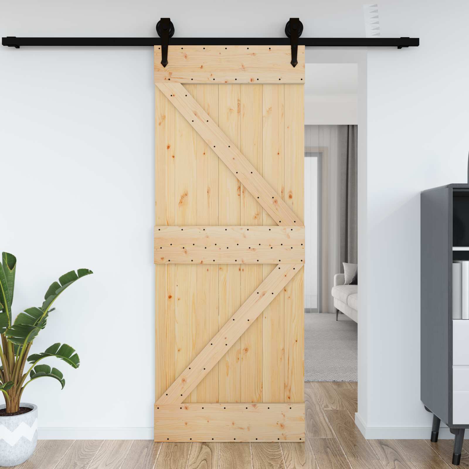 Door NARVIK Natural 95 x 210 cm Solid Pine Wood