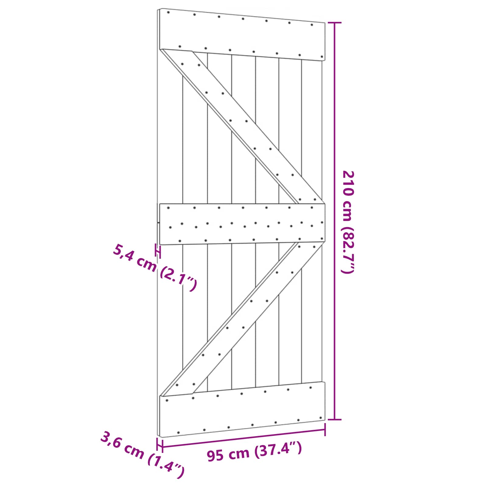 Door NARVIK Natural 95 x 210 cm Solid Pine Wood