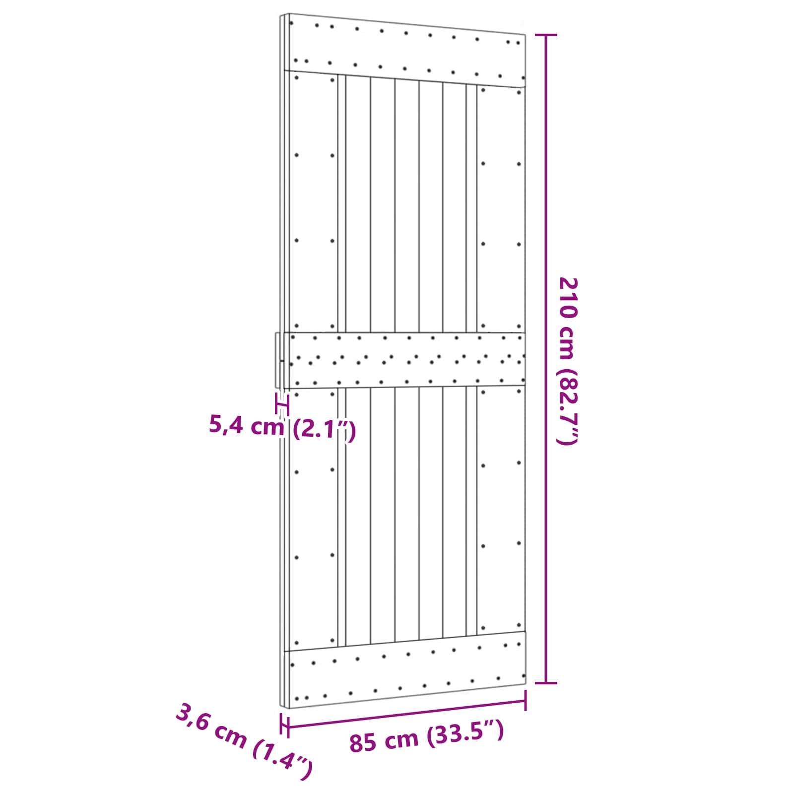 Door NARVIK Natural 85 x 210 cm Solid Pine Wood