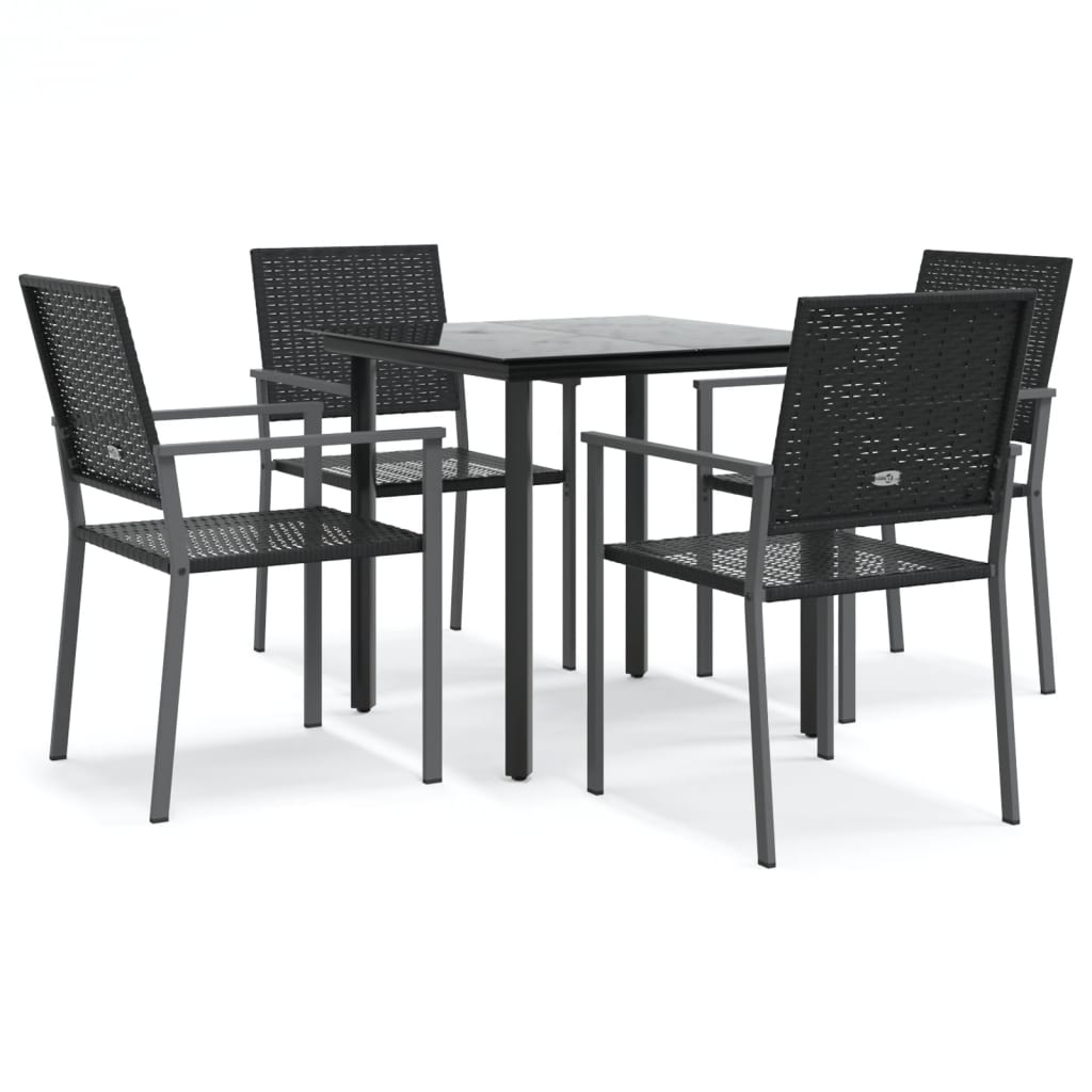 5 Piece Garden Dining Set Poly Rattan and Steel