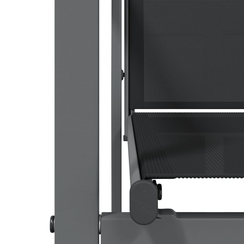 5 Piece Garden Dining Set Black Textilene and Steel