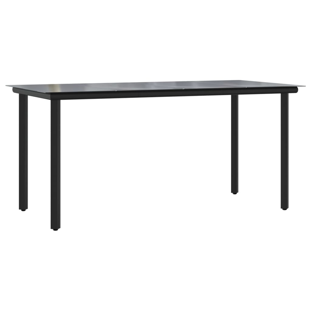 5 Piece Garden Dining Set Black Textilene and Steel