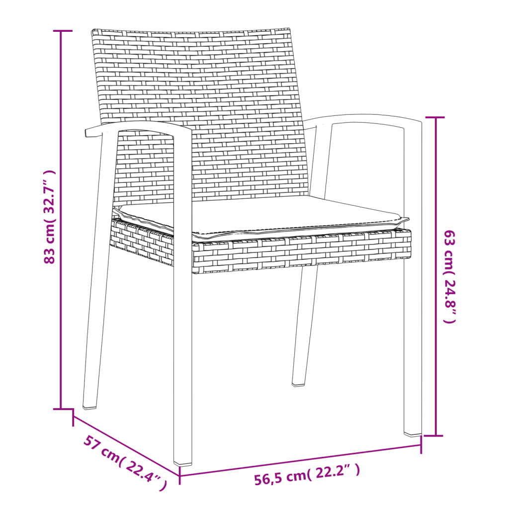 Garden Chairs with Cushions 6 pcs Brown 56.5x57x83 cm