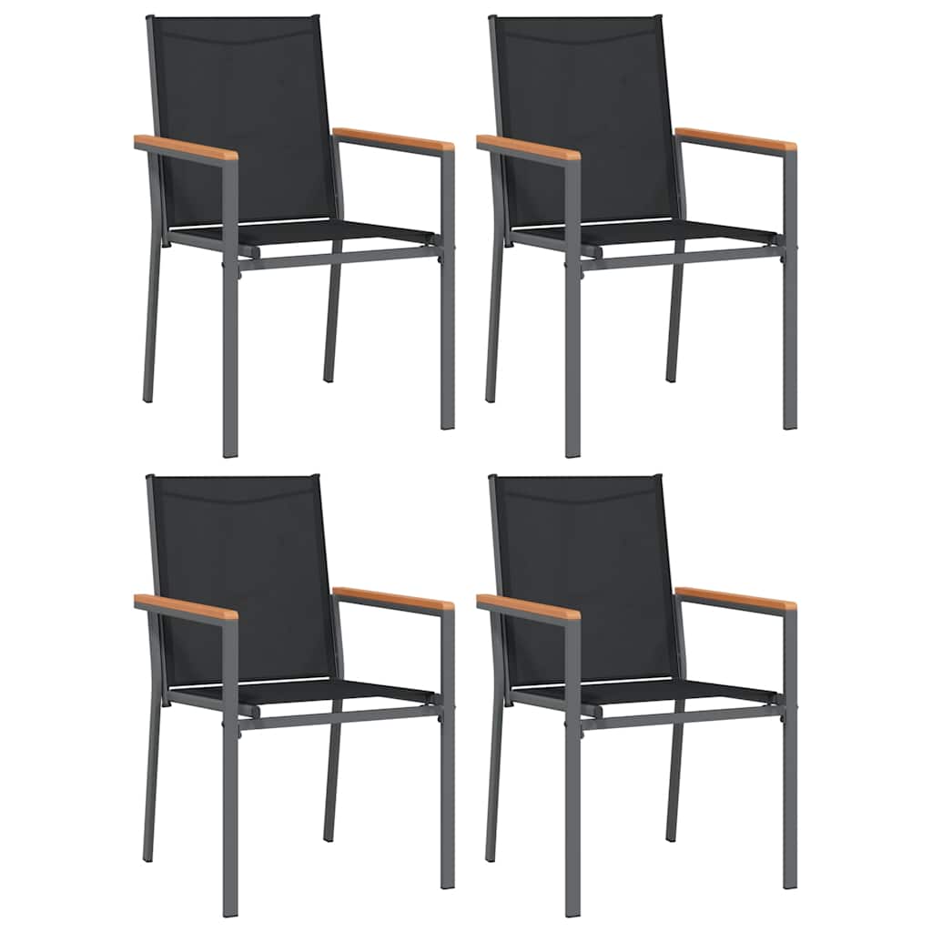 Garden Chairs 4 pcs Black 55x61.5x90 cm Textilene and Steel