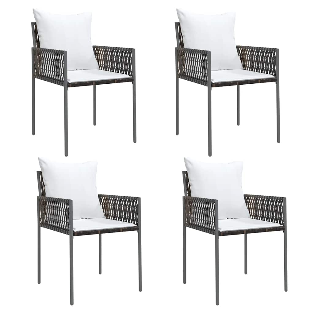 Garden Chairs with Cushions 4 pcs Brown 54x61x83 cm Poly Rattan