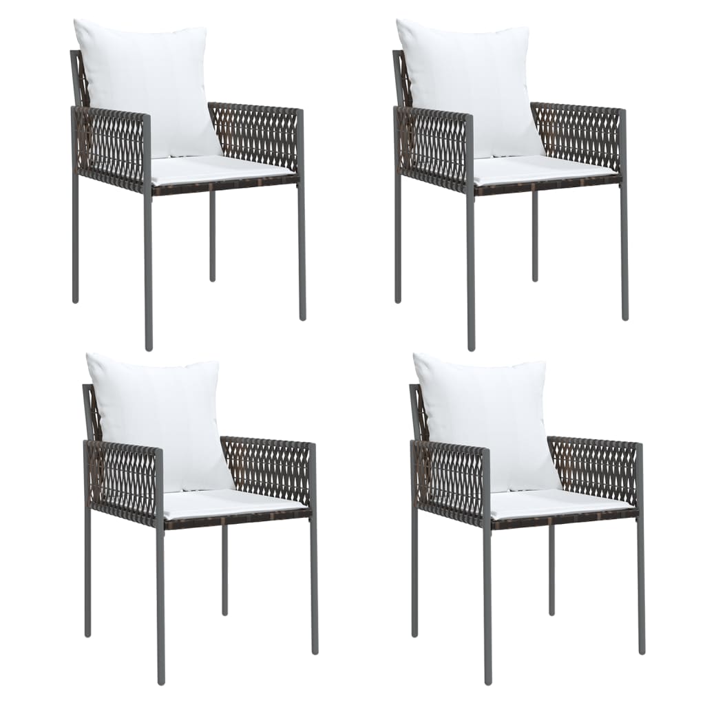 Garden Chairs with Cushions 4 pcs Brown 54x61x83 cm Poly Rattan
