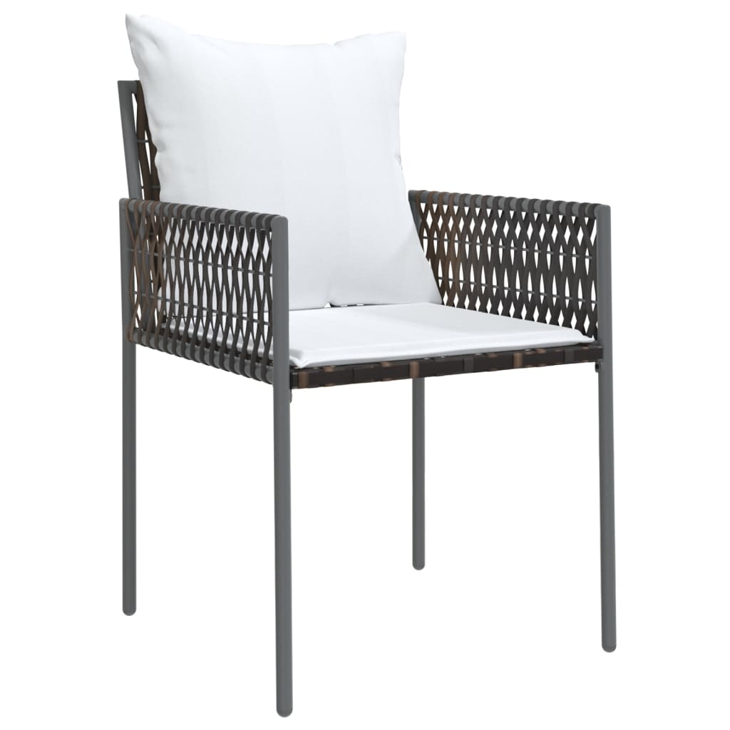 Garden Chairs with Cushions 4 pcs Brown 54x61x83 cm Poly Rattan