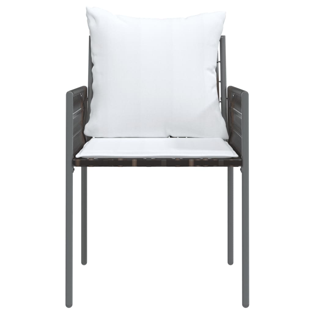 Garden Chairs with Cushions 4 pcs Brown 54x61x83 cm Poly Rattan