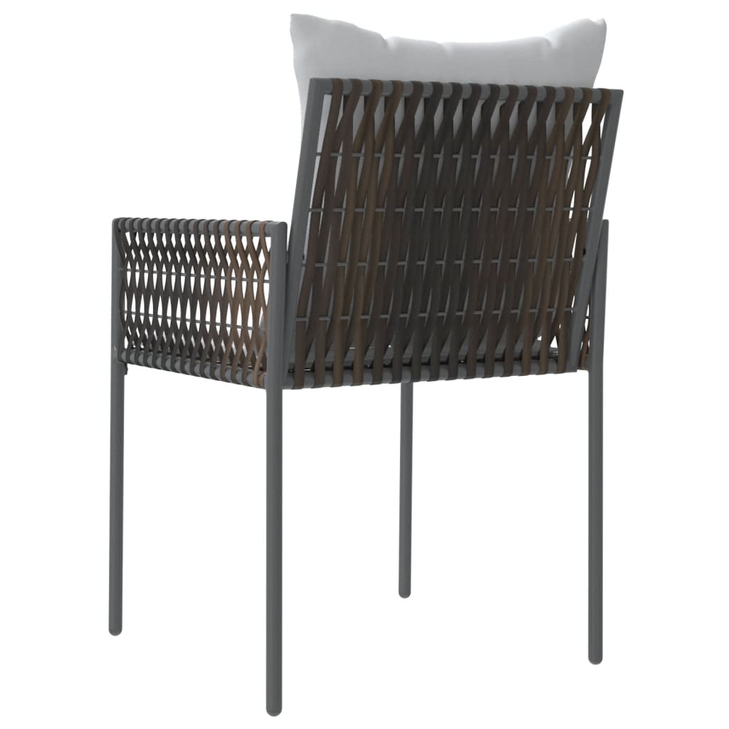 Garden Chairs with Cushions 4 pcs Brown 54x61x83 cm Poly Rattan