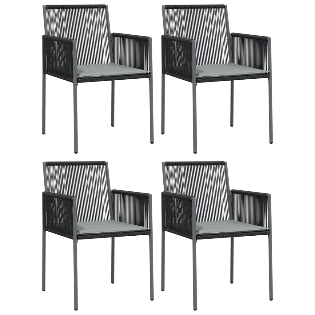 Garden Chairs with Cushions 4 pcs Black 54x60.5x83.5 cm