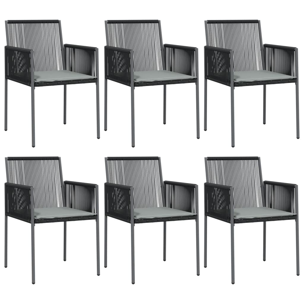 Garden Chairs with Cushions 6 pcs Black 54x60.5x83.5 cm