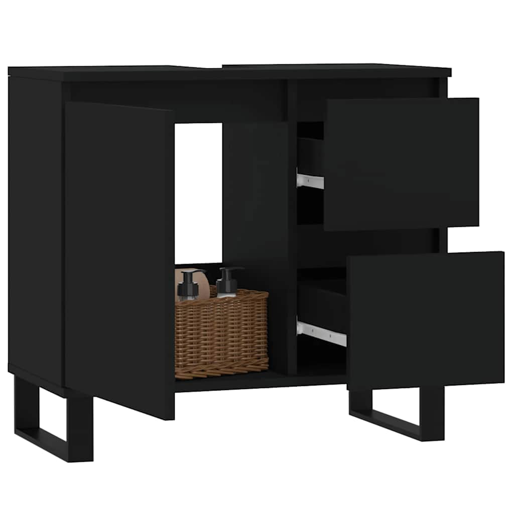 Bathroom Cabinet Black 65x33x60 cm Engineered Wood
