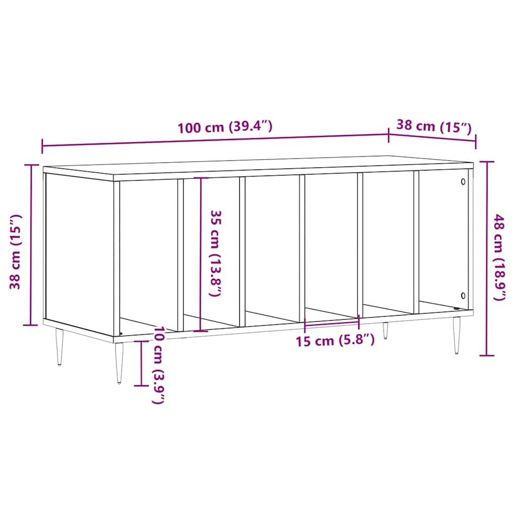 Record Cabinet Sonoma Oak 100x38x48 cm Engineered Wood