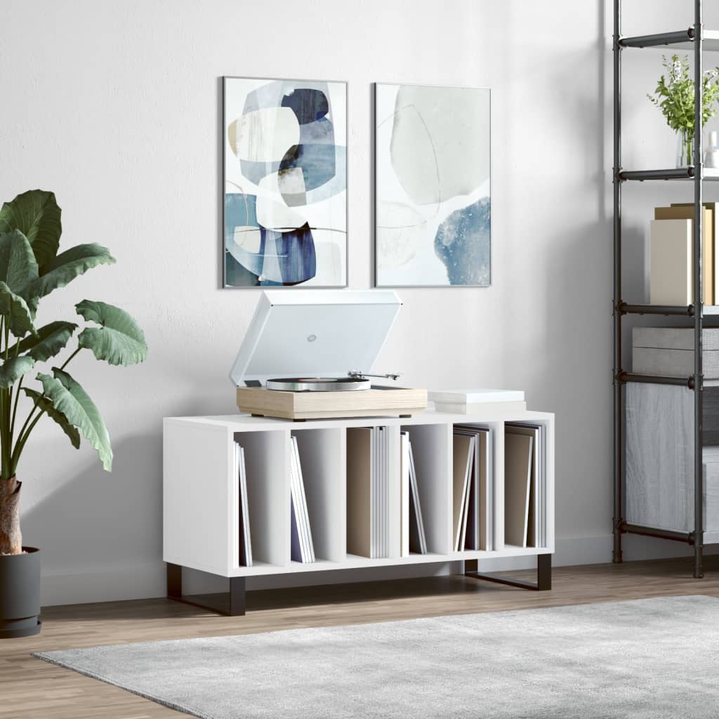 Record Cabinet White 100x38x48 cm Engineered Wood