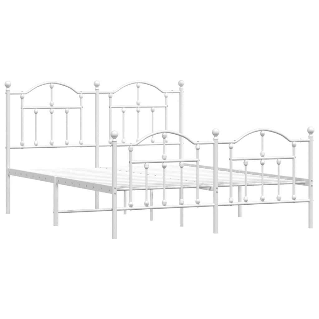 Metal Bed Frame without Mattress with Footboard White 135x190 cm