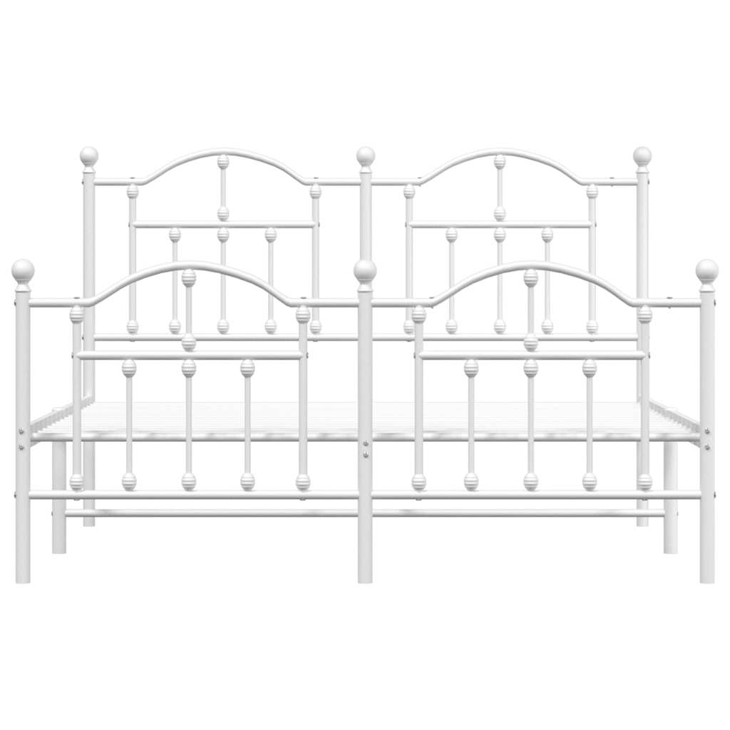 Metal Bed Frame without Mattress with Footboard White 135x190 cm