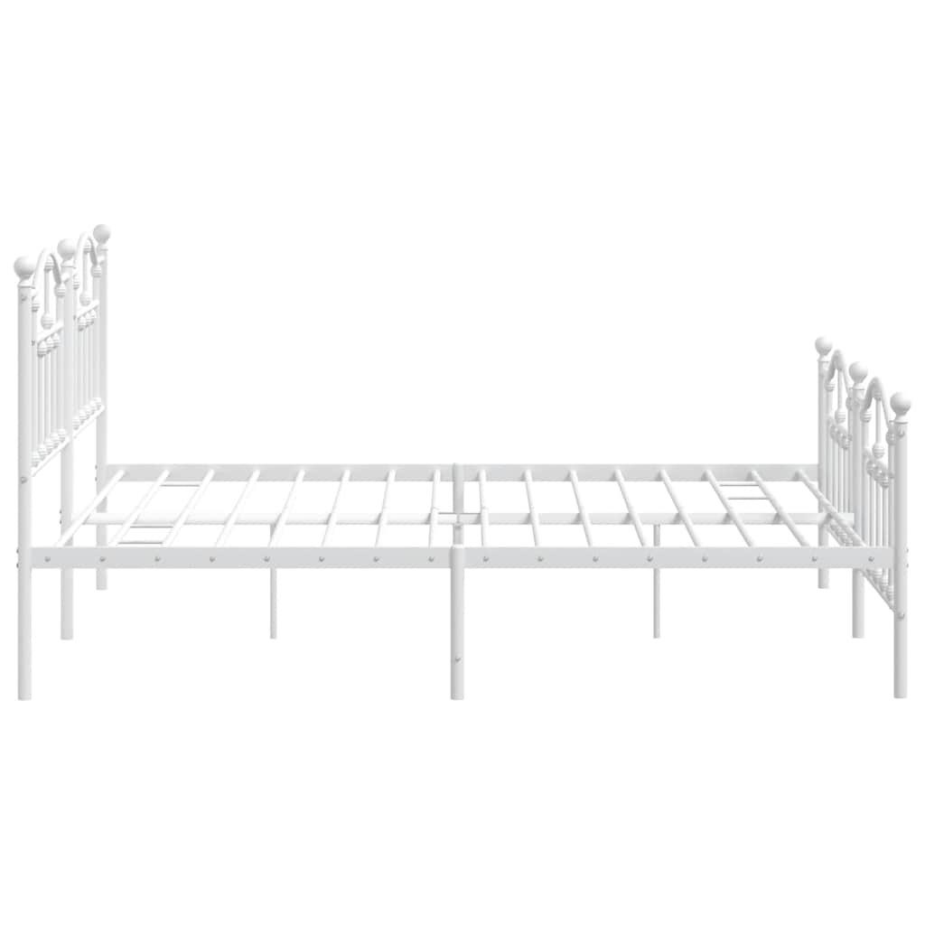 Metal Bed Frame without Mattress with Footboard White 183x203 cm King