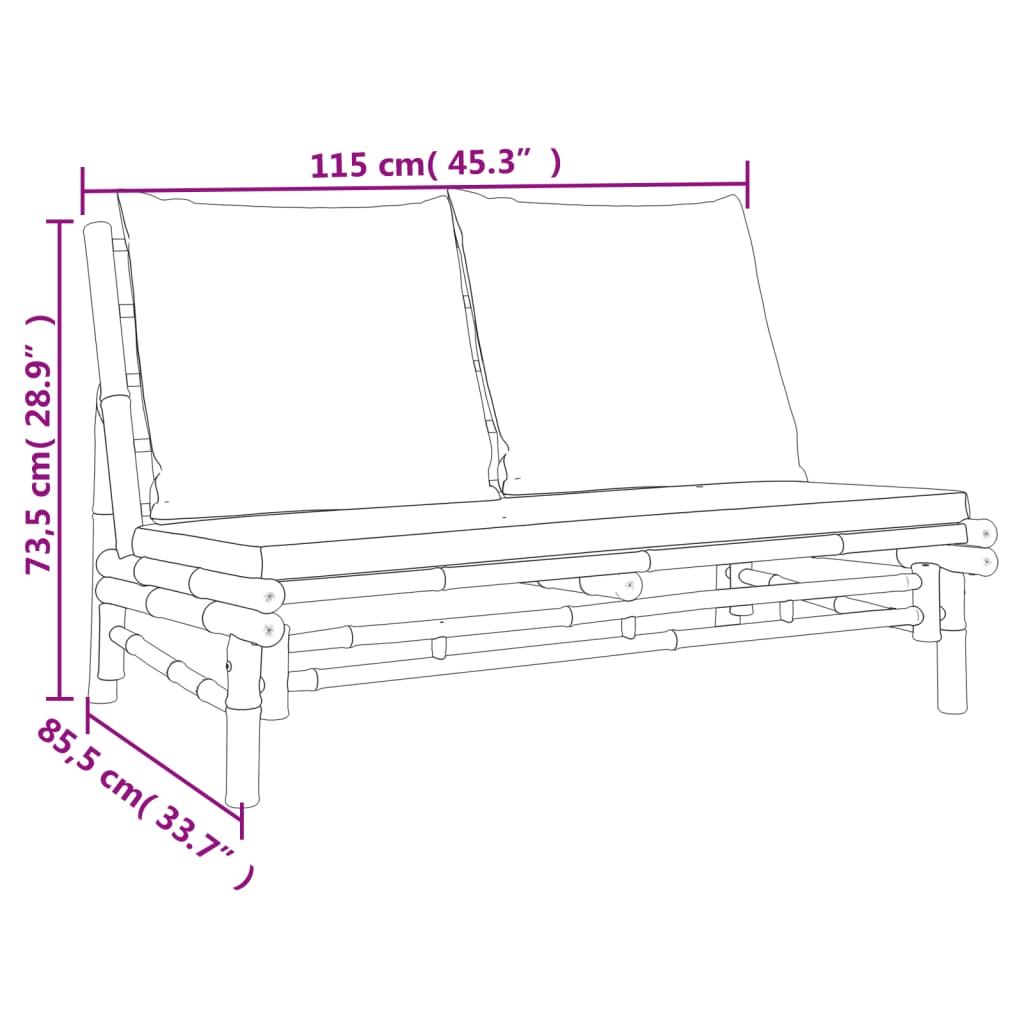 Garden Bench with Dark Grey Cushions Bamboo