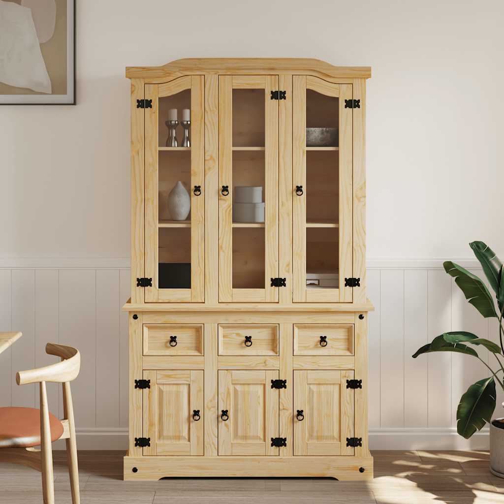 Highboard Corona Brown 112x43x191.5 cm Solid Wood Mexican Pine