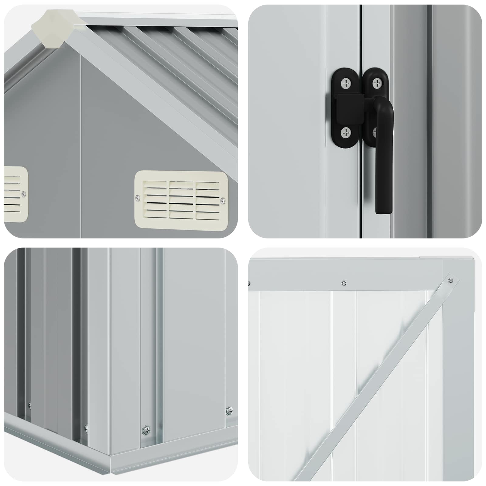 Garden Shed Light Grey 192x152.5x237 cm Galvanised Steel