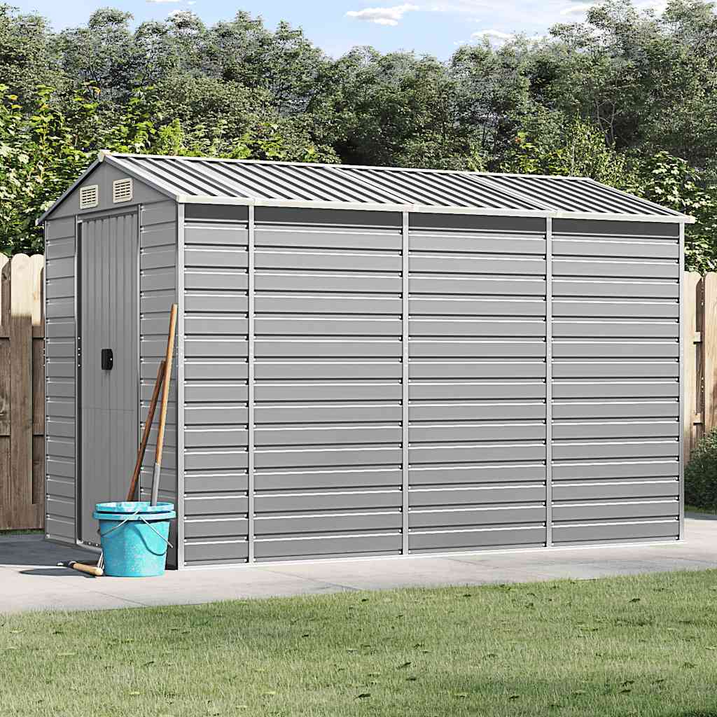 Garden Shed Light Grey 191x300x198 cm Galvanised Steel