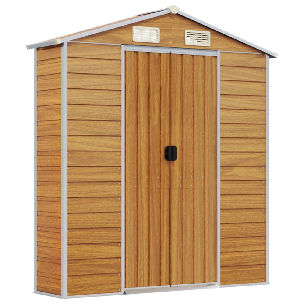 Garden Shed Light Brown 191x640x198 cm Galvanised Steel