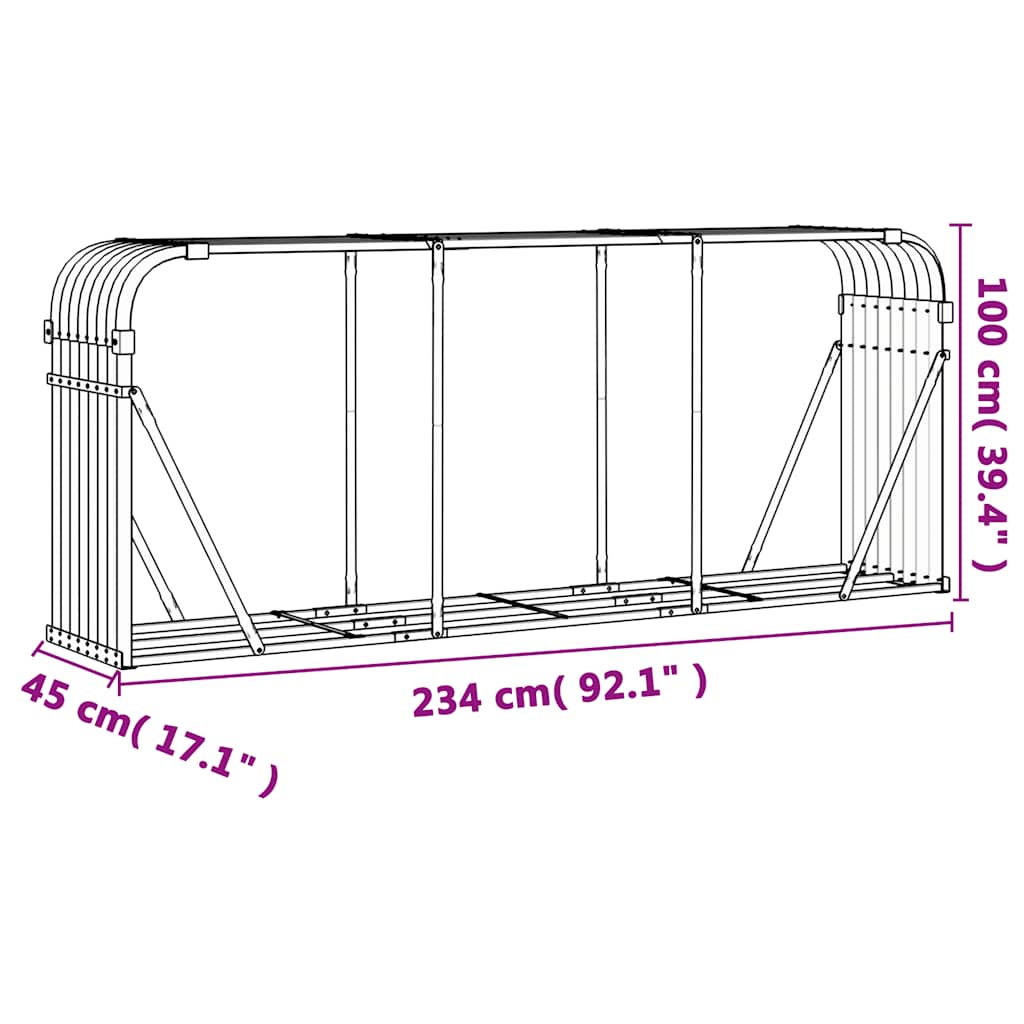 Log Holder Anthracite 234x45x100 cm Galvanised Steel