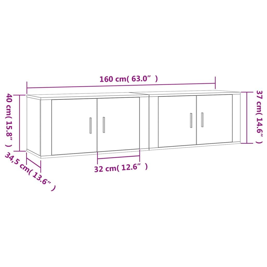 2 Piece Wall-mounted TV Cabinet Set High Gloss White 80x34,5x40 cm