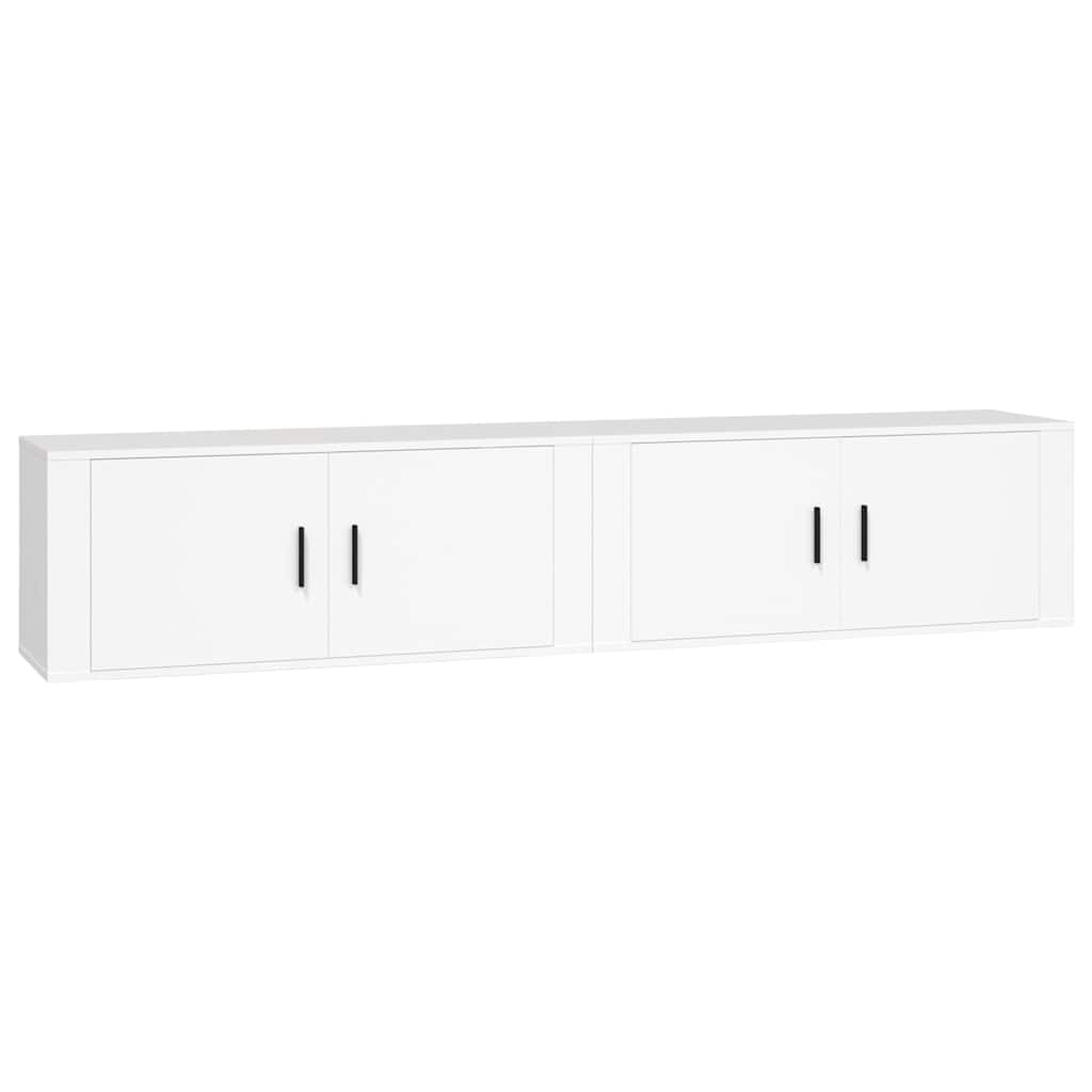 2 Piece Wall-mounted TV Cabinet Set White 100x34,5x40 cm