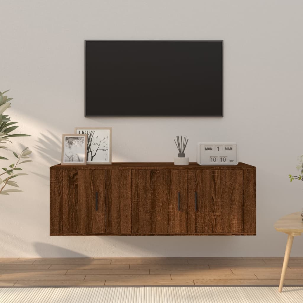 2 Piece TV Cabinet Set Brown Oak Engineered Wood
