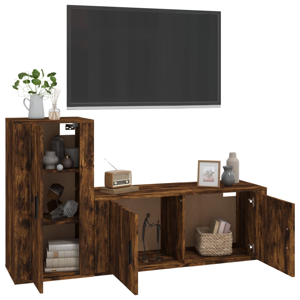 2 Piece TV Cabinet Set Smoked Oak Engineered Wood