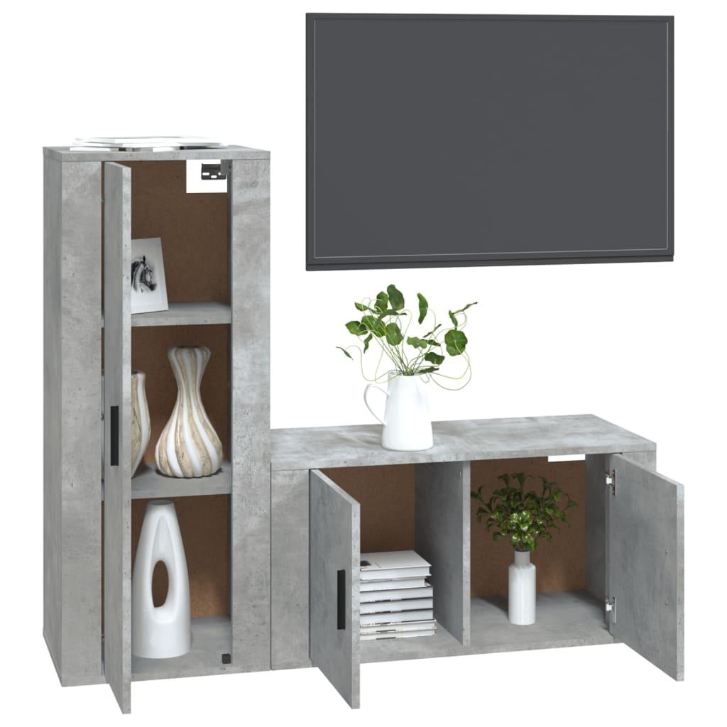 2 Piece TV Cabinet Set Concrete Grey Engineered Wood