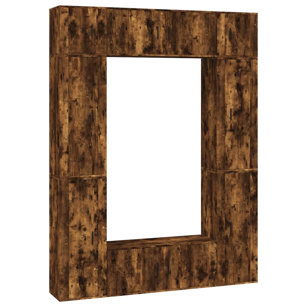 8 Piece TV Cabinet Set Smoked Oak Engineered Wood