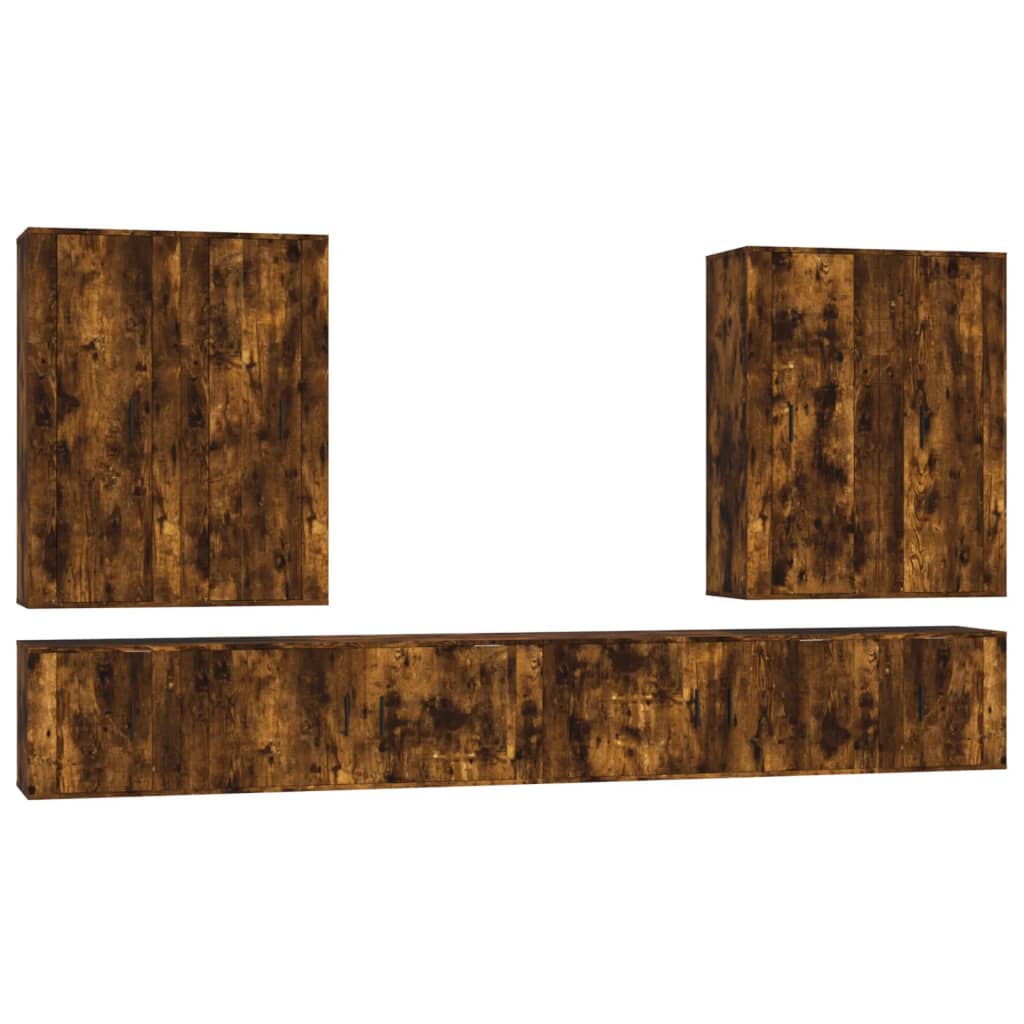 8 Piece TV Cabinet Set Smoked Oak Engineered Wood