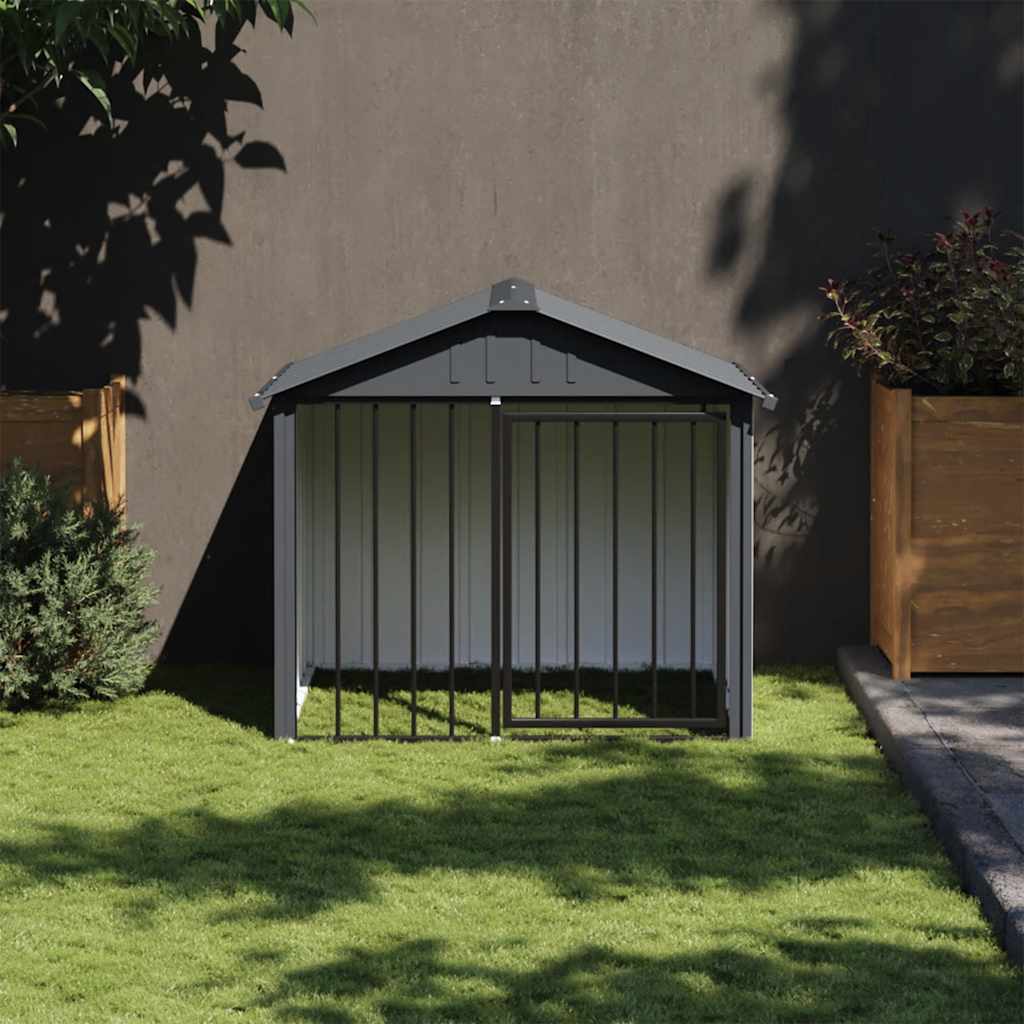 Dog House with Roof Black 117x103x102 cm Galvanised Steel